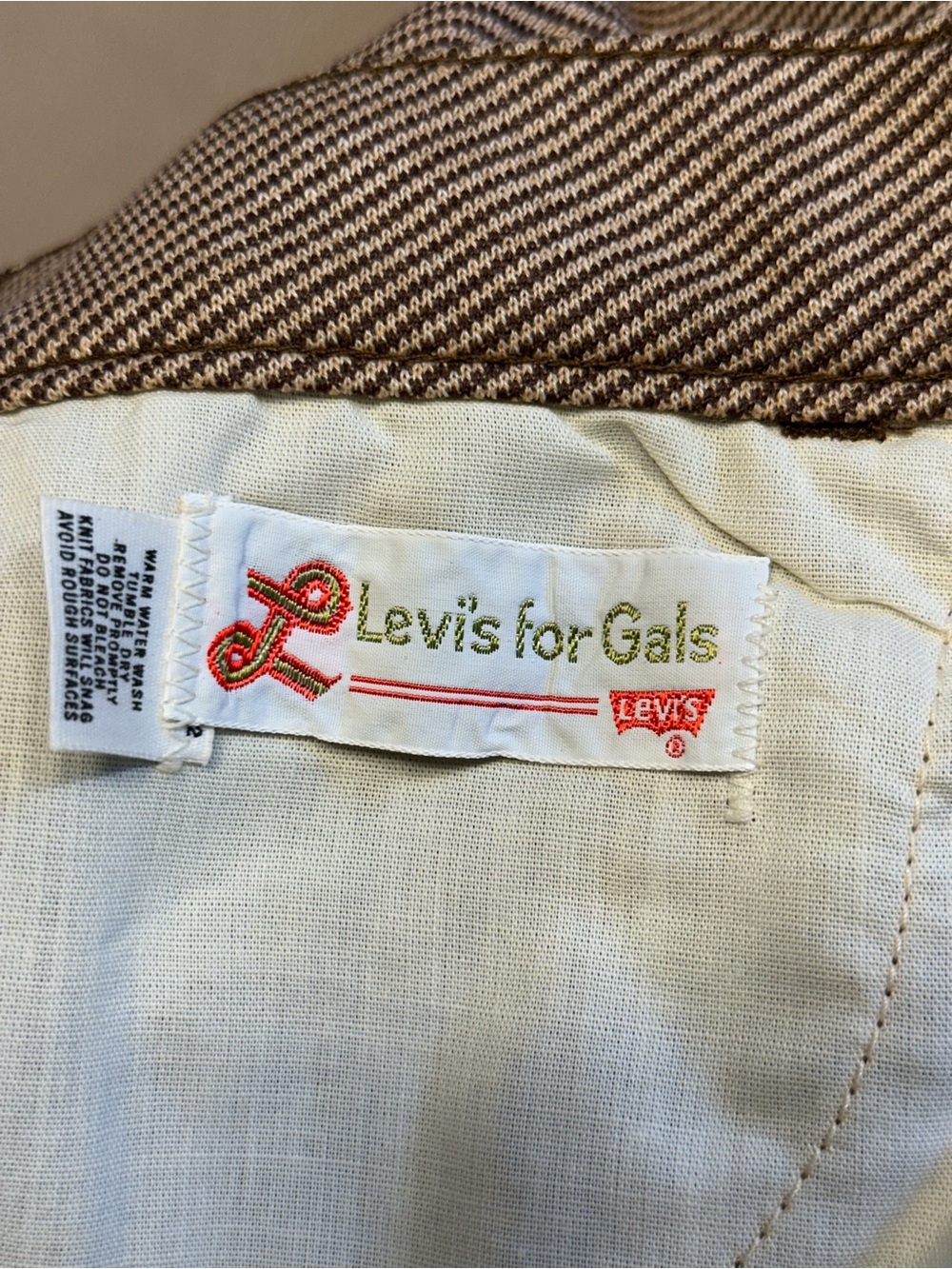 Vintage Levi’s for Gals Brown Micro Stripe High Waist Wide Leg Pants 70s Style S - Picture 4 of 11